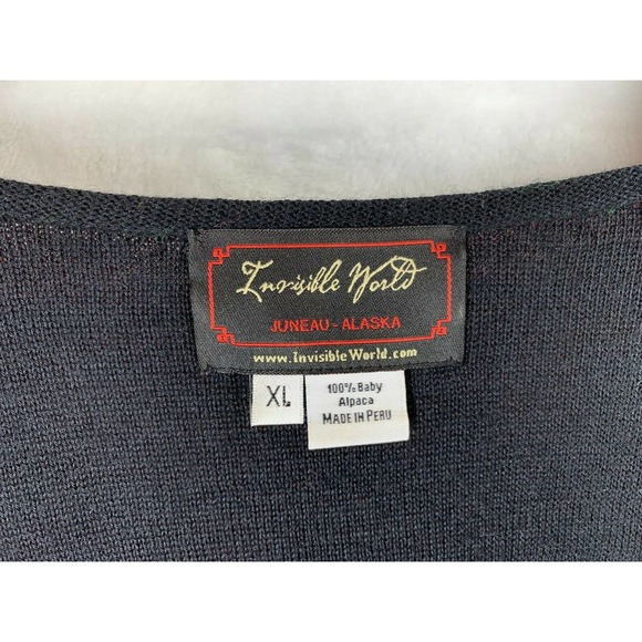Women's INVISIBLE WORLD Sz. XL Arabesque Reversible Baby Alpaca Cardigan Sweater - Picture 10 of 12